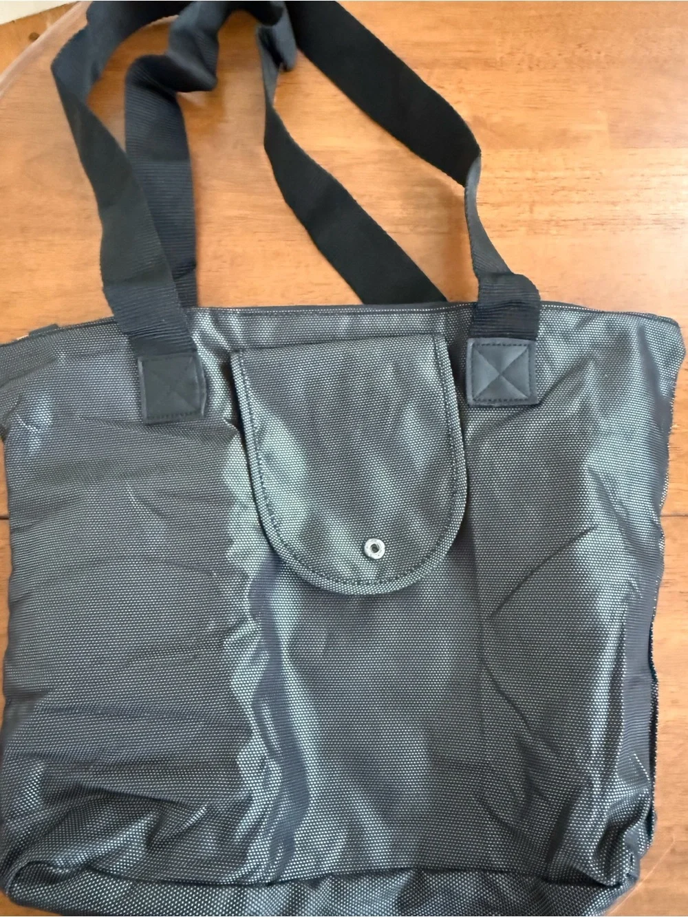 Black Nylon Tote with Interior Slip Pocket